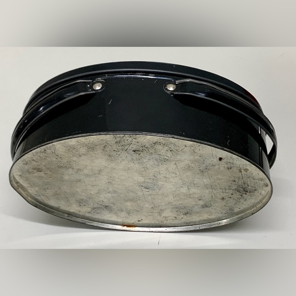 Early Mid Century Vintage Rose Floral Pattern Metal Lidded Handled Biscuit Tin - Picture 7 of 16